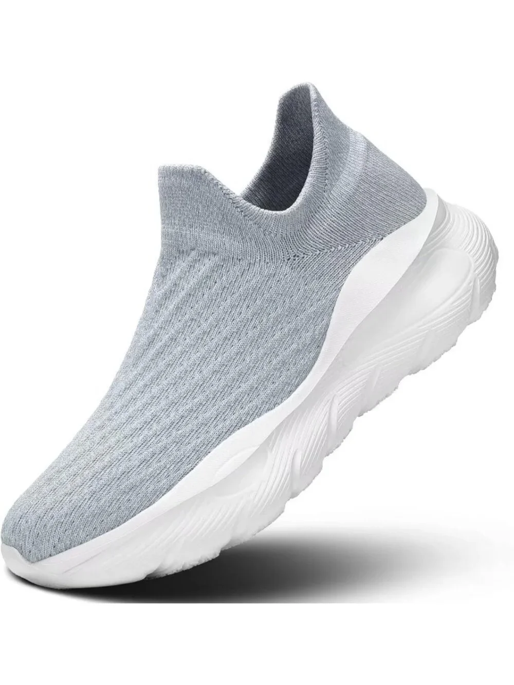 Men's White Slip On Walking Shoes Running Comfortable Tennis Breathable Sneakers